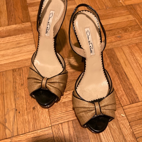 Oscar de la Renta Shoes - Oscar de la Renta Beige Black Slingback Heels 8